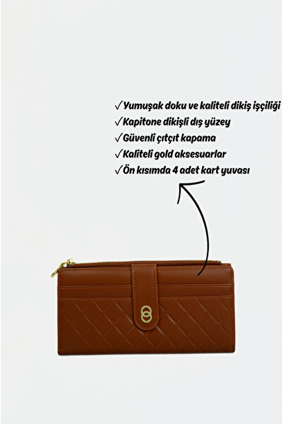 Mazel Design 659 Genuine Leather Quilted Pattern Imported Wallet - Stylish Women's Wallet with Zipper and Card Holder