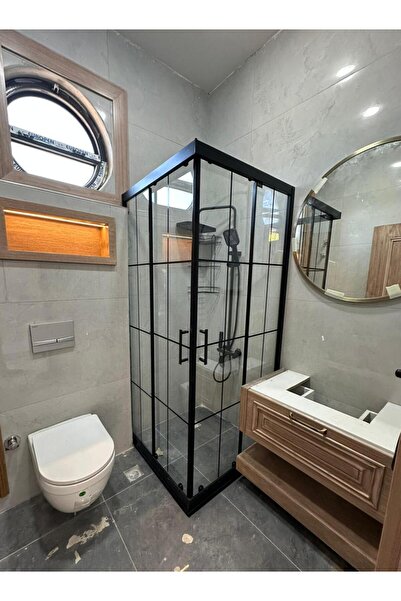 NİSA DUŞ Nisa Duşakabin Porto Serisi N-053 Siyah 2 Sabit2 Kayar