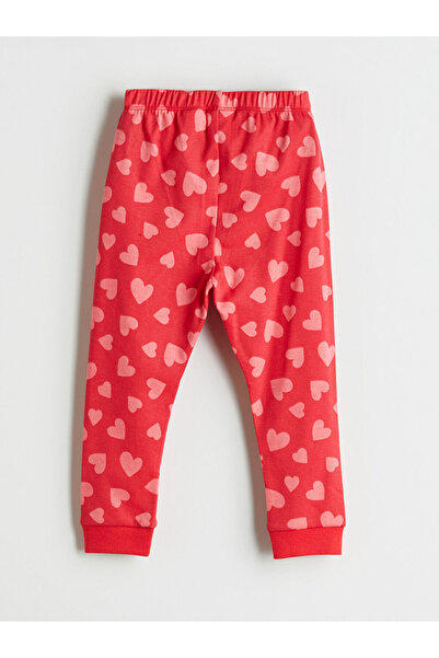 LC Waikiki Red Long Sleeve Printed Baby Girl Pajama Set