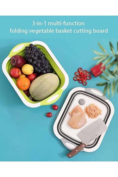 Generic Collapsible Cutting Board, Foldable Chopping Board with Draining Plug & Colander, Multifunctional K