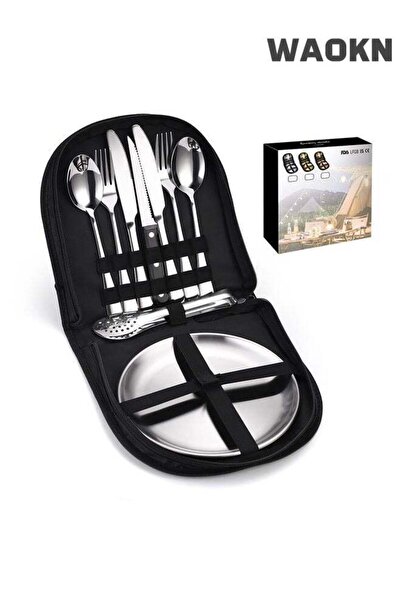 Generic Portable 10 Piece Outdoor Picnic Tableware Stainless Steel Tableware ...