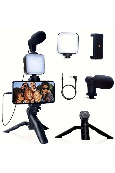 X-Level Vlogging Kit with Light and Microphone Grip Tripod for Smartphones & Cameras