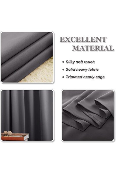 OEM Set of 2 PONY DANCE Curtains, with Rings, Polyester, Opaque, 132 x 140 cm, Gray