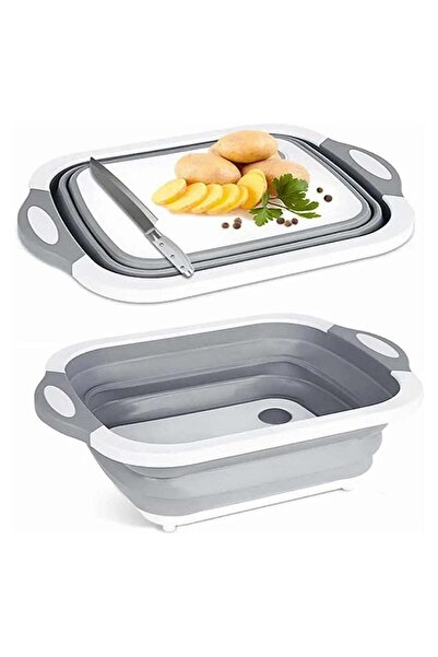 Generic Collapsible Cutting Board, Foldable Chopping Board with Draining Plug & Colander, Multifunctional K