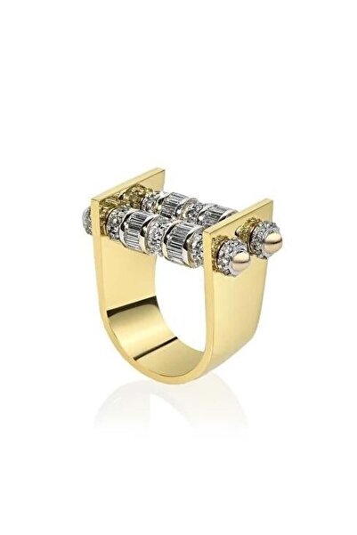 neslyaccessories Rotatable Baguette Stone Double Color Ring