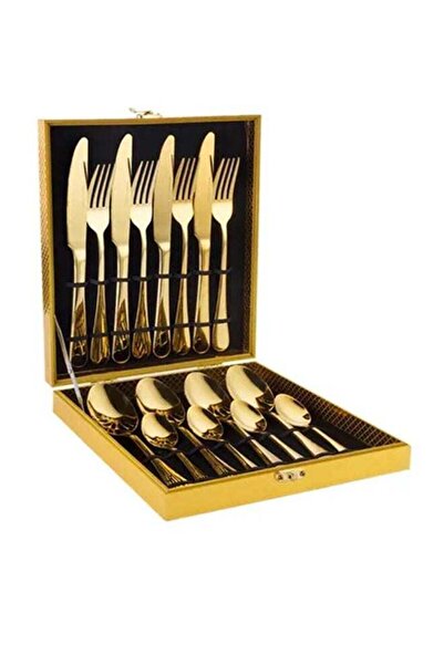 Generic 16-Piece Gold Plated Stainless Steel Flatware Cutlery Set Utensils Fo...