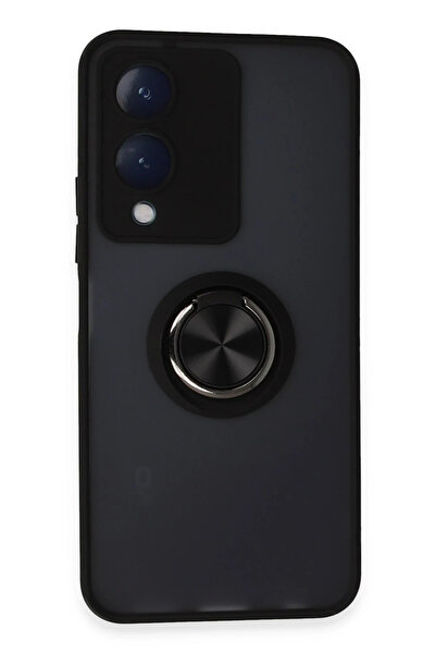 NewFace غطاء سيليكون SPTRNS لهاتف Vivo Y17S مع حلقة مونتريال (193225) - أسود