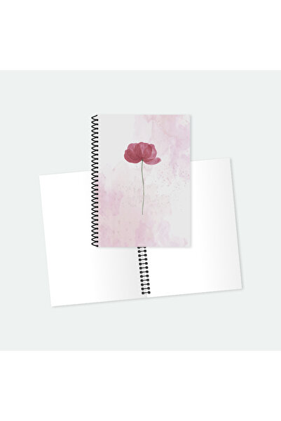Tabby Design Çiçek Baskılı Helezon Spiralli A5 Not Defteri