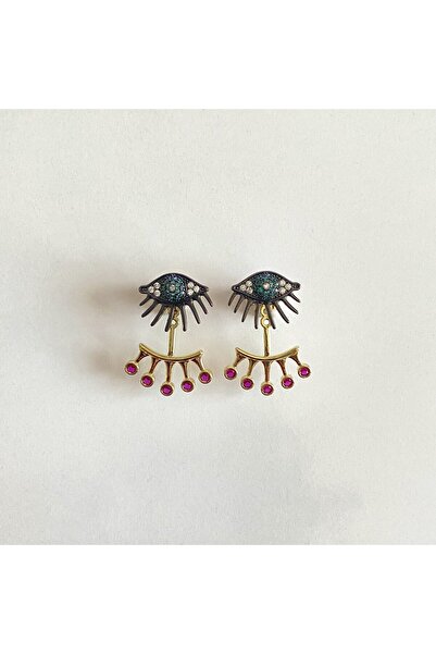 GOX Colorful Stone Double-Use 3-Stage Eyelash Eye Earrings