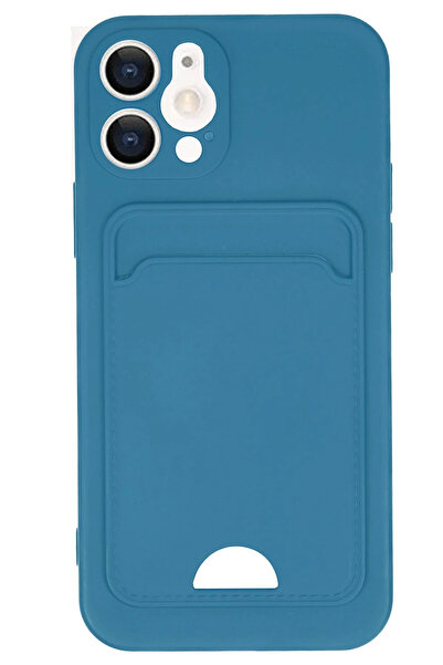 NewFace حافظة ايفون 12 من سبيترنس سيليكون مع حامل بطاقات (185052) - أزرق