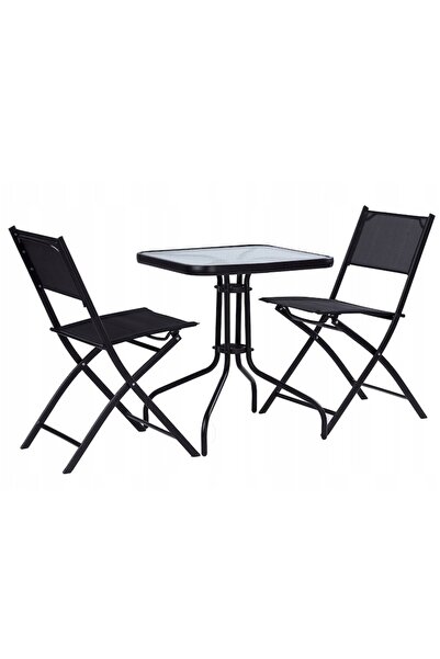 MultiGarden Garden Table, 60x60 cm, Tempered Glass Top, Black