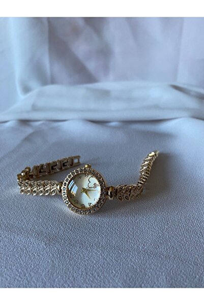 uyguntakıaksesuar Elegant Oval Dial Gold Women's Wristwatch with Stones – Sty...