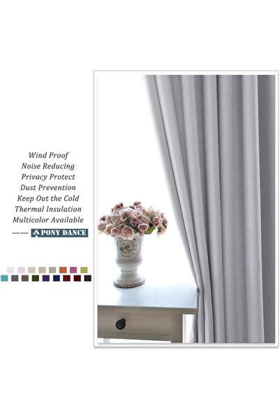 OEM Set of 2 PONY DANCE Curtains, Opaque, with rings, 140 x 245 cm, White-Gray