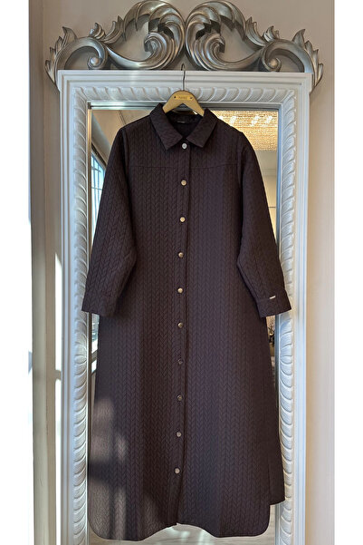 Invee Quilted Cap with Patterned Snap Closure - Brown