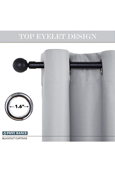 OEM Set of 2 PONY DANCE Curtains, with Rings, Polyester, Opaque, 140 x 245 cm, Grayish White