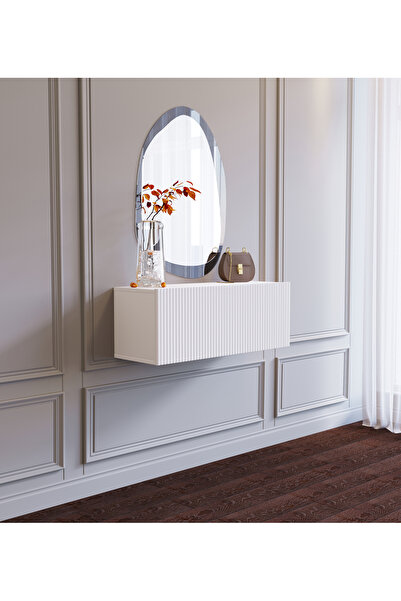 EGEALP MOBİLYA duvara monte makyaj masası dresuar şifonyer antre ve tv ünitesi 80 cm