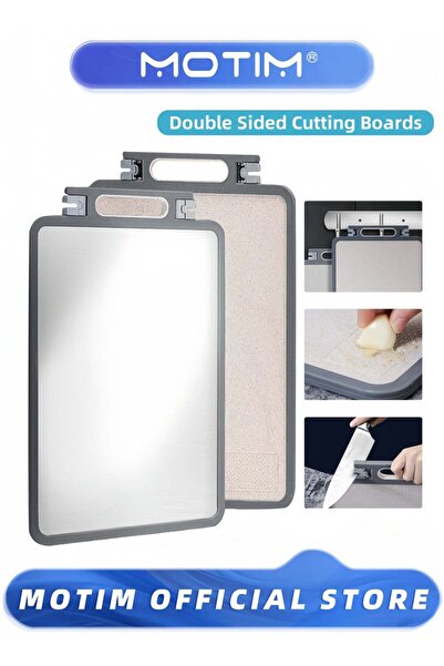 Generic Double Sided Cutting Boards Stainless Steel Chopping Block Anti-Milde...