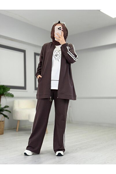 Butik Kardelen Camelya Triple Suit 10720 Coffee