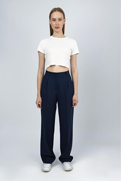 Betimoda Women's High Waist Palazzo Pants Navy Blue