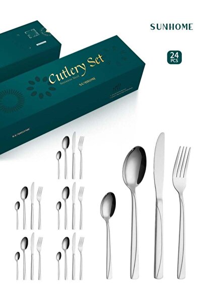 Generic SUNHOME 24-Piece Stainless Steel Cutlery Set Kitchen Utensil Set West...