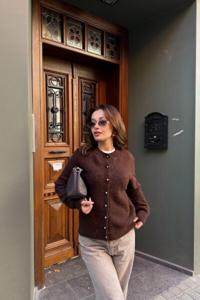 mylove Silver Buttoned Cardigan Brown
