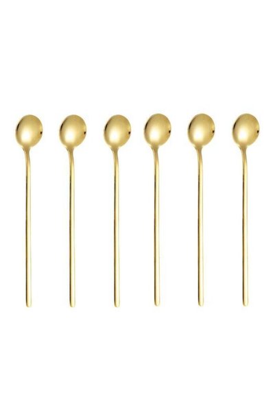 Generic 6.69 Inches Matte Gold Stainless Steel Iced Tea Spoons,Set Of 6 Cockt...