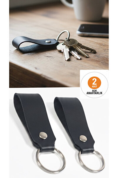 Ayleen Ayz مجموعة سلسلة مفاتيح جلدية مكونة من قطعتين باللون الأسود للزوجين