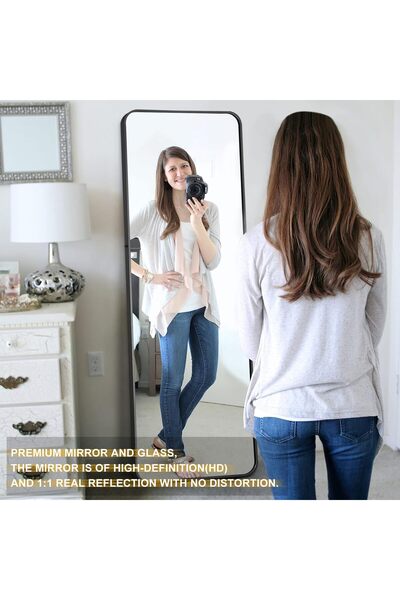 OEM Koonmi full-length mirror, 163x53 cm, with wall or floor stand, aluminum frame, black