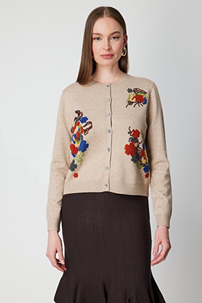 On Fashion Ten-Colored Floral Embroidered Knitwear Cardigan-60939