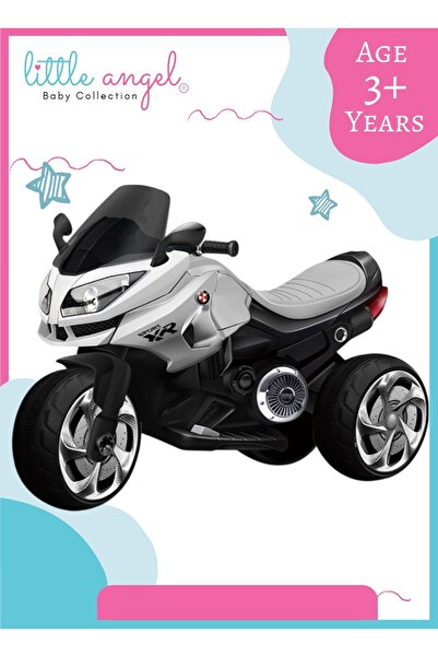LITTLE ANGEL - Kids Ride On Electric Bike Toy With Light - White