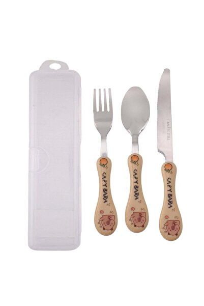 Generic CRAVISTA Capy Bara Design Kids Cutlery Set with Case - 3-Piece Stainl...