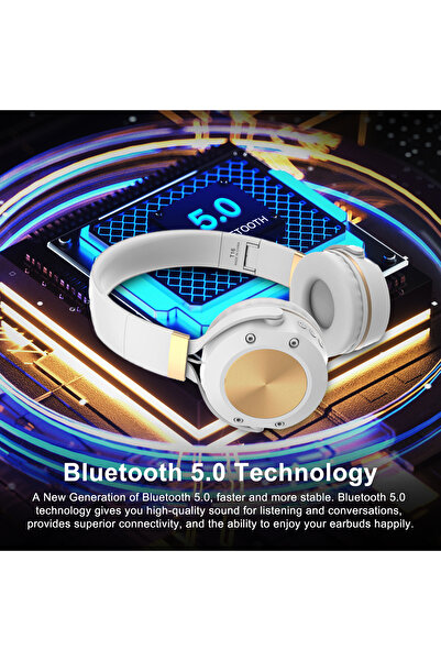 MRG Casti wireless M624, On Ear, Cu bluetooth, Alb