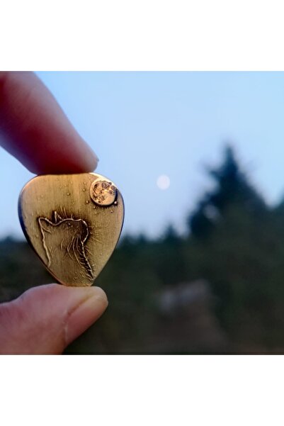 kisiyeozelpenaa Kedi Gitar Pena Metal Lazer Kabartma Sarı Pirinç