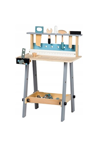Ecotoys Wooden Workbench, 32 Pieces, 53x33x75 cm, for Children 3+ years