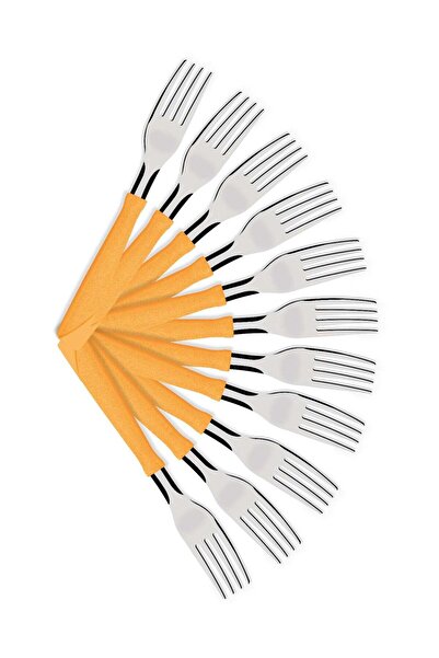 Generic TRAMONTINA Tramontina New Kolor 12 Pieces Stainless Steel Table Forks Set with Orange Polypropylene