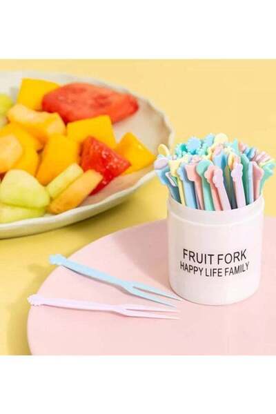 Generic Plastic Toothpicks Set, 50 PCS Plastic Fruit Fork with Boxs, Cocktail...