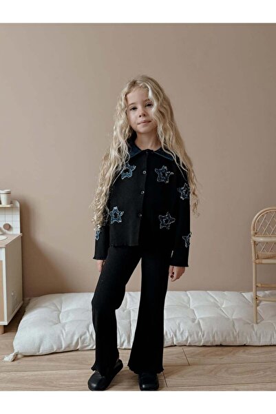 le petit sole Original Denim Dobby Washed Ribbed Bottom and Top Set