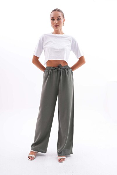 charamela Women's Linen Blend with Elastic Waist Palazzo Pants -