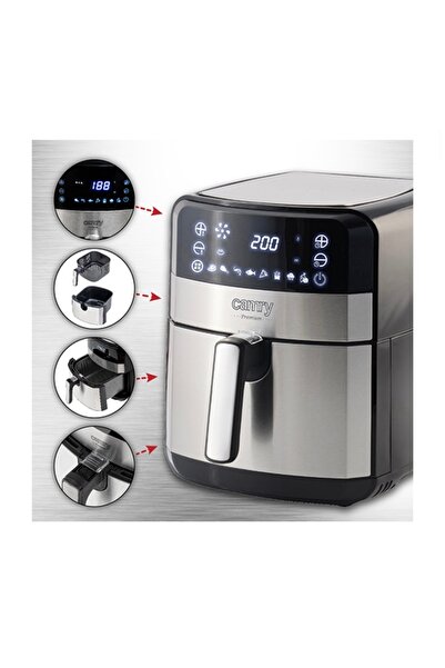 CAMRY Camry Hot Air Fryer, 5 L, 2500W, 9 Programs, Touch Screen, Stainless Steel, 2 Years Warranty