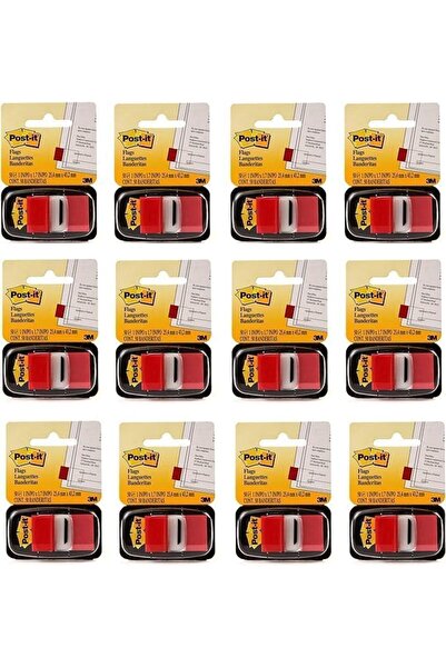 Post-it Flags 1" Dispenser 1 x 1.7 in (25.4 x 43.2 mm) | Red Color 50 flags/pack | 12 packs/Box