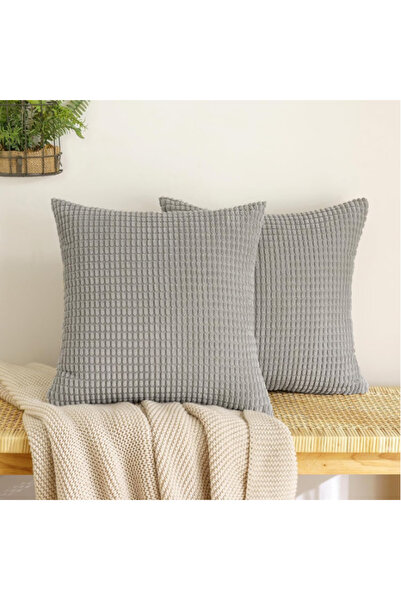 OEM Set of 2 EMEMA decorative covers, polyester, 45 x 45 cm, light gray