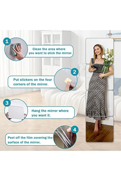 OEM Set of 4 DONGDA Self-Adhesive Acrylic Mirrors, 20x20 cm, 3 mm thick