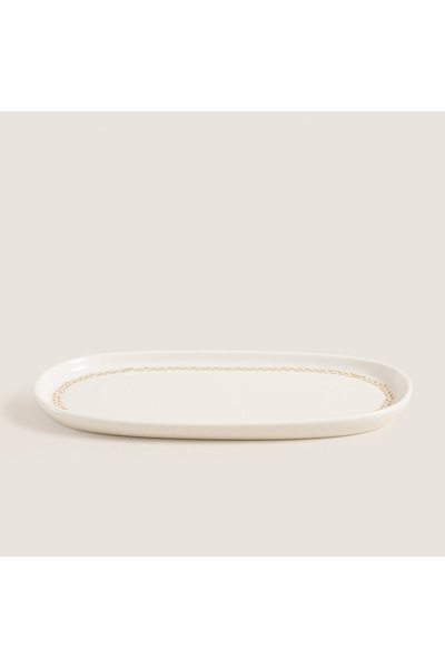 Chakra Spiga Oval Kayık Tabak 25 CM Natural