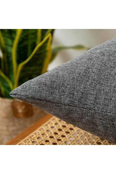 OEM Set of 2 MIULEE pillowcases, 40x40 cm, imitation linen, zipper, dark gray