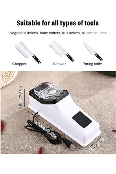 Generic مبراة سكاكين كهربائية - شحذ وتلميع احترافي سريع في 5 ثوانٍ، ABS (USB)