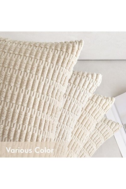 OEM Set of 4 EMEMA decorative covers, Velvet, 40 x 40 cm, Cream color