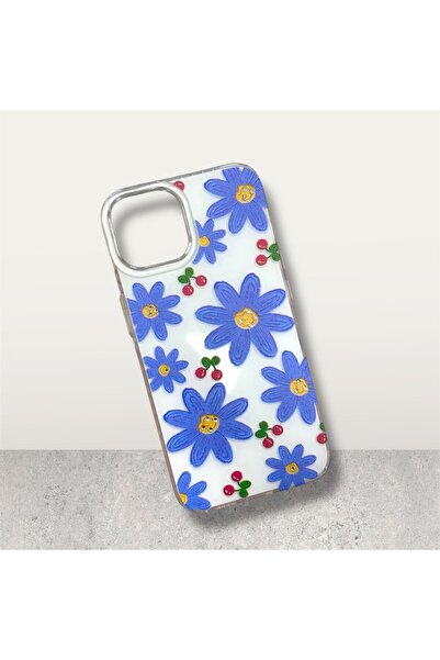 BURKİNA Flexible Silicone Colorful Flower Shiny Rhinestone Phone Case Compatible with iPhone 13 14