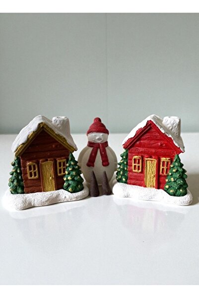 ELBUCOLECTION dekoratif ev tütsülük dağ evi ve yılbaşı konseptli 2 adet tütsülük kardan adam konsepti