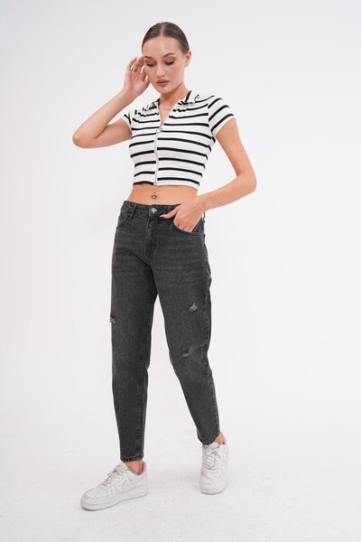 charamela Women's Washed Denim Pants-Bgp71 -