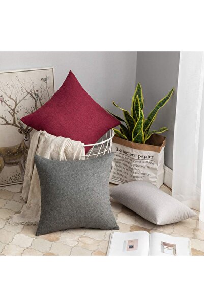 OEM Set of 2 MIULEE pillowcases, 40x40 cm, imitation linen, zipper, dark gray